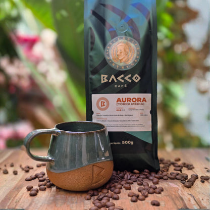Café Bacco Aurora Torra Média Moído 500g com xícara personalizada 280 ml